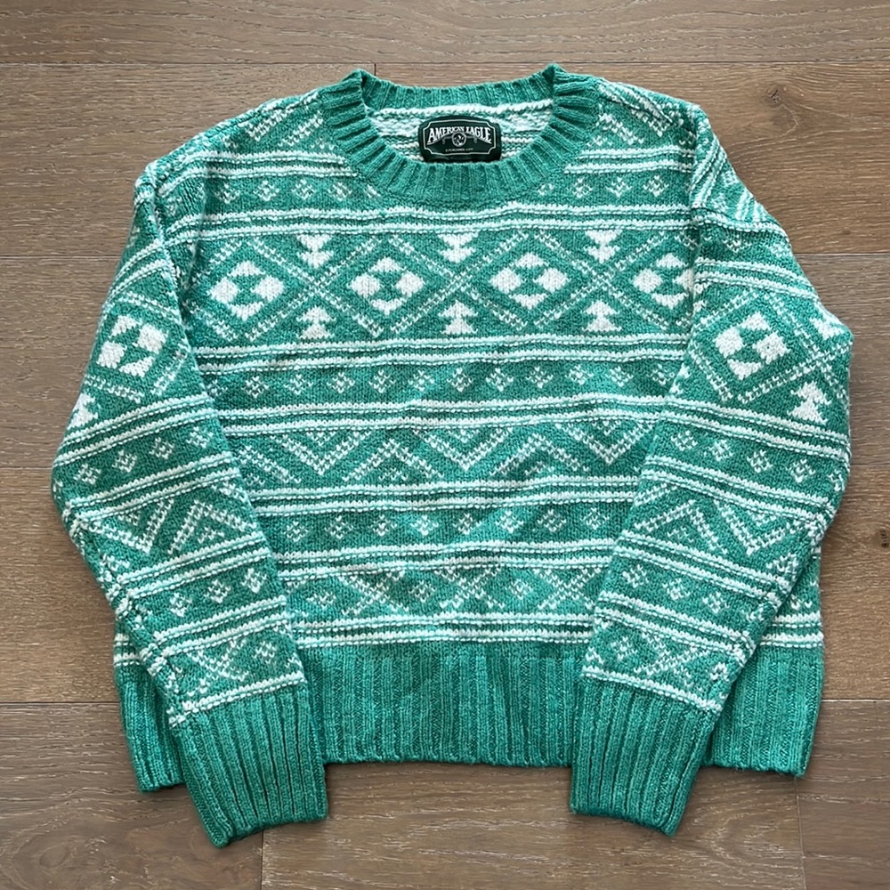 American Eagle Cozy Knit Green Sweater size small